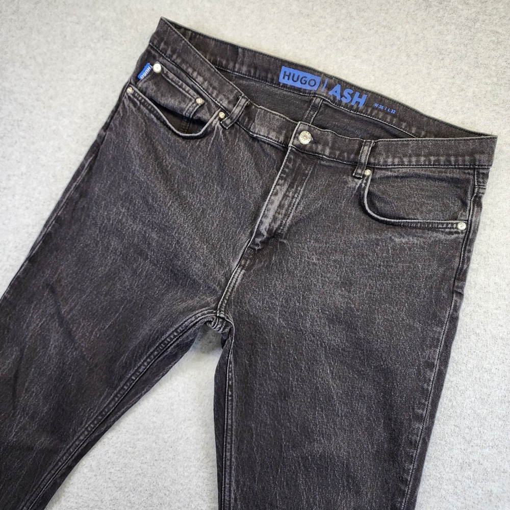 Hugo Boss Ash Mens 38x32 Slim Fit Dark Black Wash Denim